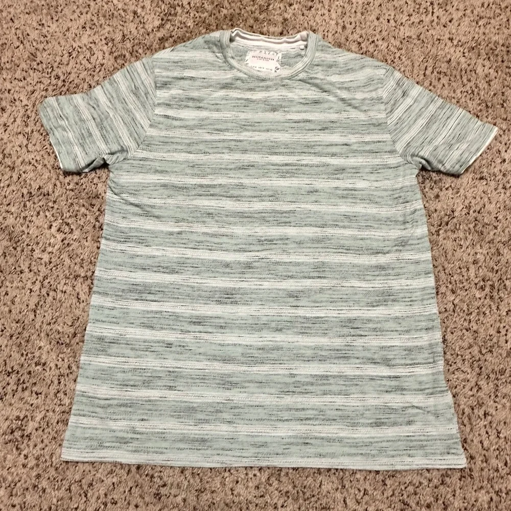Denim & Flower Ricky Singh T-Shirt Women M Mint Green Excellent Striped Tee